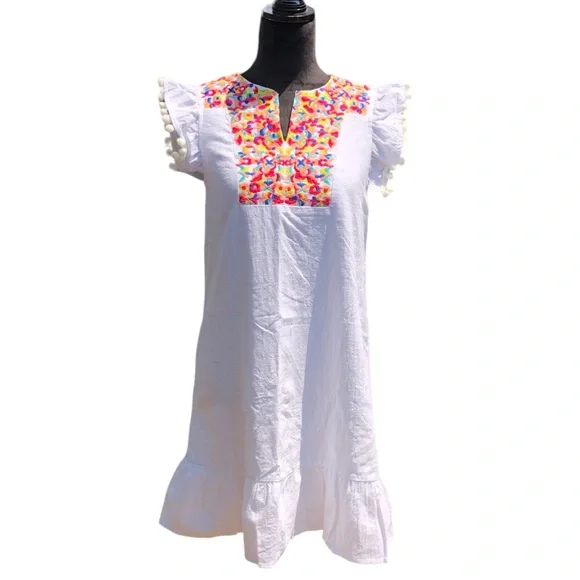 Kirundo Colorful Embroidered White Summer Dress size Small - Picture 7 of 14